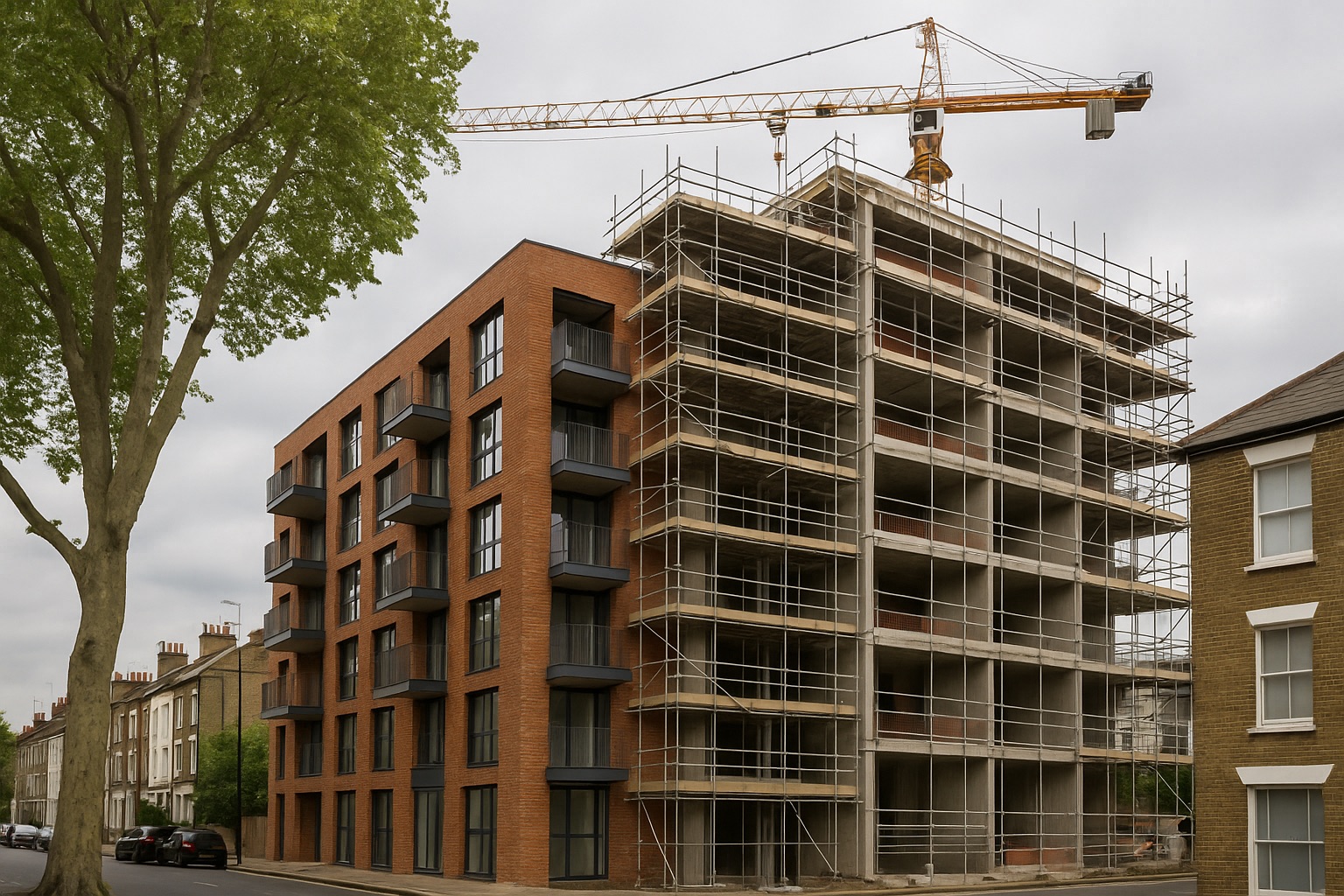 Illustration of a London residential development under construction